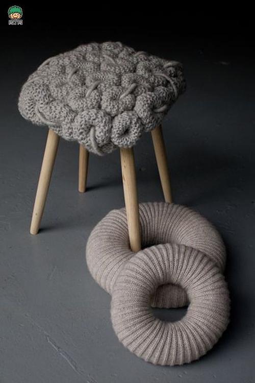 韩国针织坐垫凳子创意产品设计